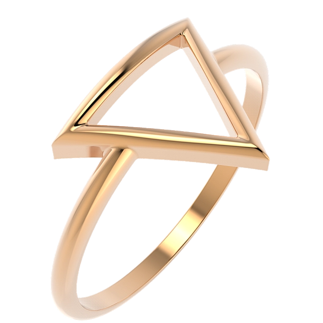 картинка Кольцо из розового золота "Треугольник" магазин Одежда+ являющийся официальным дистрибьютором в России 