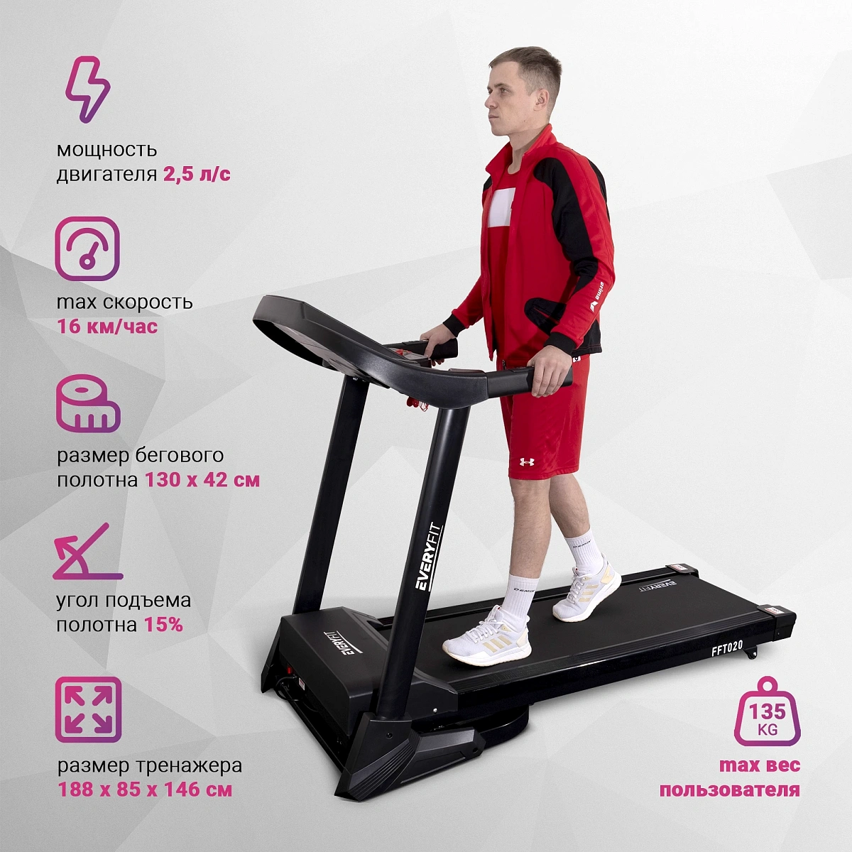 картинка Электрическая беговая дорожка Everyfit FFT020 от магазина Одежда+
