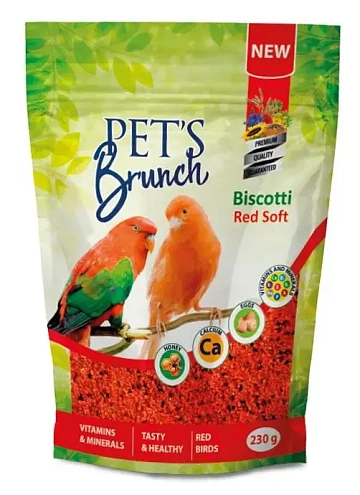 картинка Pet's Brunch Функциональный десерт Biscotti Red Soft для птиц с краcным оперением магазин Одежда+ являющийся официальным дистрибьютором в России 