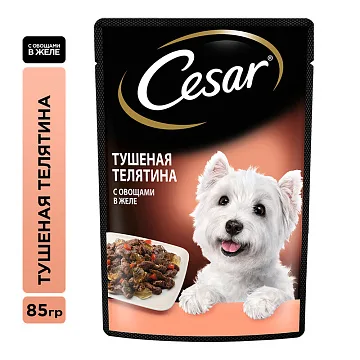 картинка Cesar для взрослых собак (Тушеная телятина с овощами) магазин Одежда+ являющийся официальным дистрибьютором в России 
