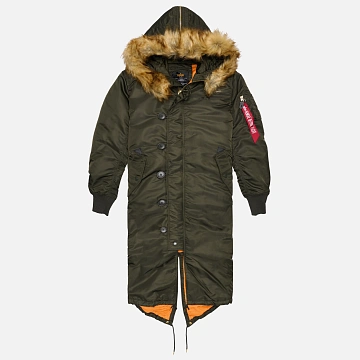 картинка Женская куртка парка Alpha Industries Long Fishtail, 198013-413 магазин Одежда+ являющийся официальным дистрибьютором в России 