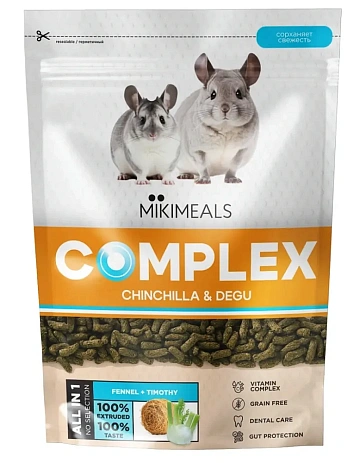 картинка MIKIMEALS Complex Корм для шиншилл и дегу магазин Одежда+ являющийся официальным дистрибьютором в России 
