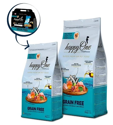 картинка HappyOne Mediterraneum Adult Small Breeds (Сардины) магазин Одежда+ являющийся официальным дистрибьютором в России 
