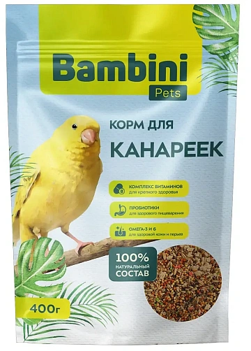 картинка Bambini Pets Корм для канареек магазин Одежда+ являющийся официальным дистрибьютором в России 