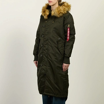 картинка Женская куртка парка Alpha Industries Long Fishtail, 198013-413 магазин Одежда+ являющийся официальным дистрибьютором в России 