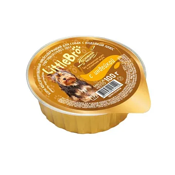 картинка LittleBro Корм консервированный Мясосодержащий для собак (Индейка) магазин Одежда+ являющийся официальным дистрибьютором в России 