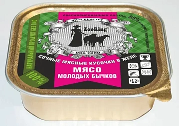 картинка ZooRing Dog Кусочки в желе (Мясо молодых бычков) магазин Одежда+ являющийся официальным дистрибьютором в России 